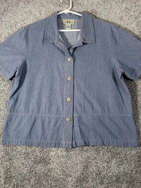 Vintage 90s Original TY Wear Chambray Shirt 14 Normcore Workwear Coastal Grandma